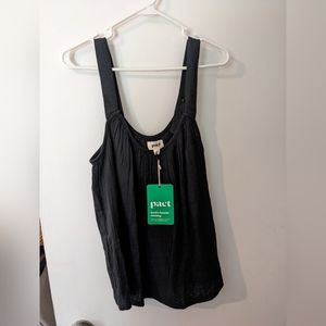 NWT Pact Organic Cotton The Coastal Daily Gauze Tank Top L Black